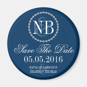 Navy blue Save the Date bruiloft magnenet Magneet