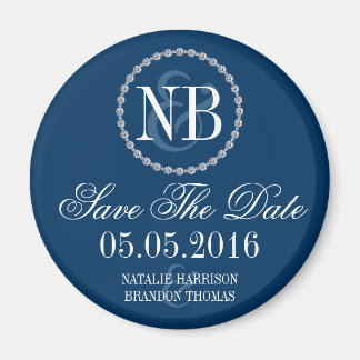 Navy blue Save the Date bruiloft magnenet Magneet