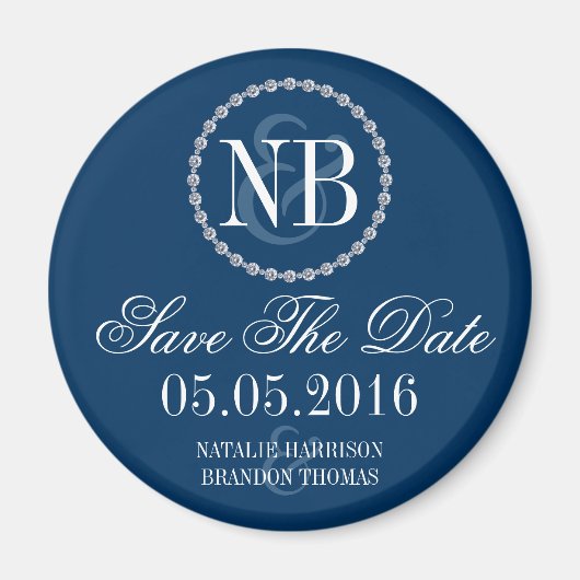 Navy blue Save the Date bruiloft magnenet Magneet (Voorkant)
