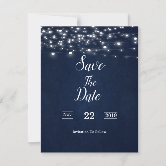 Navy Blue Save the Date Card (Voorkant)