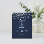 Navy Blue Save the Date Card (Staand voorkant)