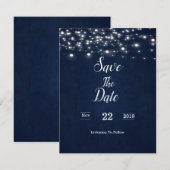 Navy Blue Save the Date Card (Voorkant / Achterkant)