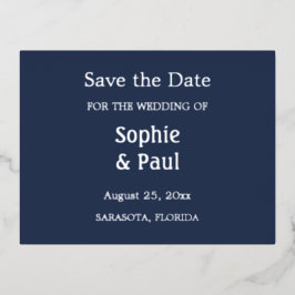 Navy Blue Save the Date Folie Invitation Briefkaar Uitnodiging Briefkaart