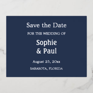 Navy Blue Save the Date Folie Invitation Briefkaar Uitnodiging Briefkaart