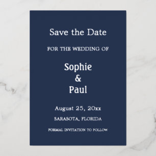 Navy Blue Save the Date Folie Invitation Folie Uitnodiging