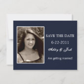 Navy Blue Save the Date Inviting (Voorkant)