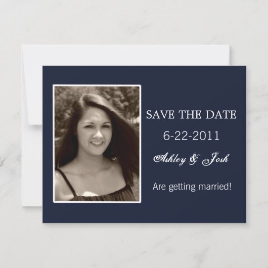 Navy Blue Save the Date Inviting (Voorkant)