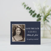 Navy Blue Save the Date Inviting (Staand voorkant)