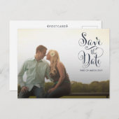 Navy Blue Save the Date Typography Notice Briefkaart (Voorkant / Achterkant)