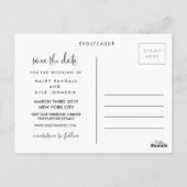 Navy Blue Save the Date Typography Notice Briefkaart (Achterkant)