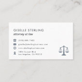 Navy Blue Scales of Justice Attorney at Law Visitekaartje (Achterkant)