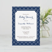 Navy Blue Scallop Pattern Baby shower Kaart (Staand voorkant)