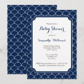 Navy Blue Scallop Pattern Baby shower Kaart (Voorkant / Achterkant)