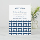 Navy Blue Scallop Pattern Bridal Shower Kaart (Staand voorkant)