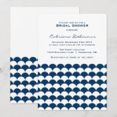 Navy Blue Scallop Pattern Bridal Shower Kaart (Voorkant / Achterkant)