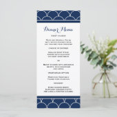 Navy Blue Scallop Pattern Slim Dinner Menu (Staand voorkant)