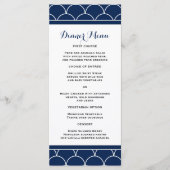 Navy Blue Scallop Pattern Slim Dinner Menu (Voorkant)