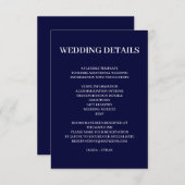 Navy Blue Scandinavian Minimal Wedding Design Informatiekaartje (Voorkant / Achterkant)
