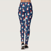 Navy Blue Schattige Gnome Elf Modern Nordic Patter Leggings (Achterkant)
