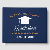 Navy Blue School Afstuderen Autograph 2025 Custom Gastenboek (Voorkant)
