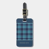 Navy Blue Scottish Tartan Pattern Bagagelabel (Voorkant verticaal)