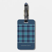 Navy Blue Scottish Tartan Pattern Bagagelabel (Achterkant verticaal)