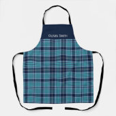 Navy Blue Scottish Tartan Pattern Schort (Voorkant)