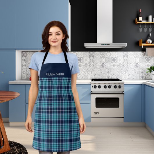 Navy Blue Scottish Tartan Pattern Schort