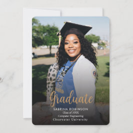 Navy Blue Script 5 Photo Afstuderen Aankondiging