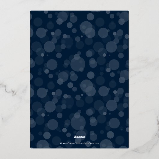 Navy Blue Script Bokeh Merry-kerstfoto Folie Feestdagenkaart (Achterkant)