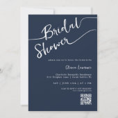 Navy Blue Script Bridal Shower-uitnodiging Kaart (Voorkant)