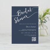 Navy Blue Script Bridal Shower-uitnodiging Kaart (Staand voorkant)