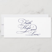 Navy Blue Script Christelijke bruiloft uitnodiging (Achterkant)