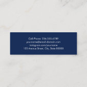 Navy Blue Script Classy Afstuderen Afstuderen Mini Visitekaartje (Achterkant)