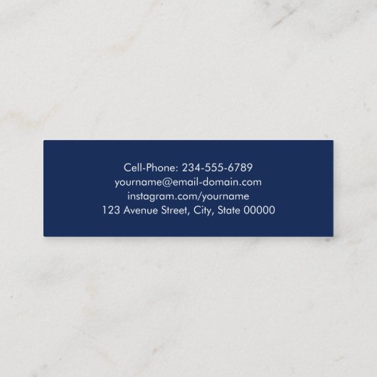 Navy Blue Script Classy Afstuderen Afstuderen Mini Visitekaartje (Achterkant)