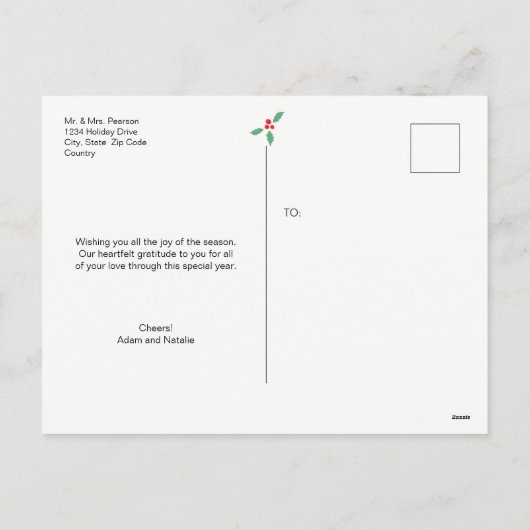 Navy Blue Script, gehuwd en vrolijk kerstfeest Feestdagenkaart (Achterkant)