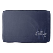 Navy Blue Script - Gepersonaliseerd monogram en na Badmat (Voorkant)