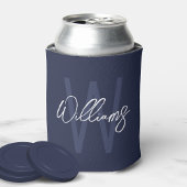Navy Blue Script - Gepersonaliseerd monogram en na Blikjeskoeler