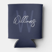Navy Blue Script - Gepersonaliseerd monogram en na Blikjeskoeler (Voorkant)