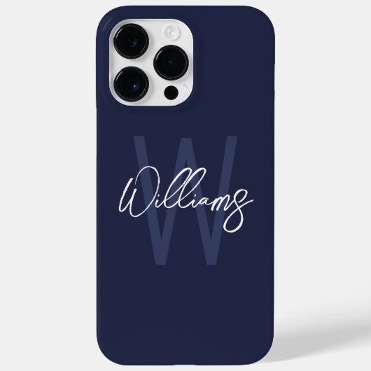 Navy Blue Script - Gepersonaliseerd monogram en na Case-Mate iPhone Case (Achterkant)