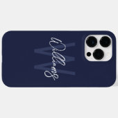 Navy Blue Script - Gepersonaliseerd monogram en na Case-Mate iPhone Case (Achterkant (horizontaal))