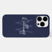 Navy Blue Script - Gepersonaliseerd monogram en na iPhone Hoesje (Achterkant horizontaal)