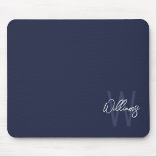 Navy Blue Script - Gepersonaliseerd monogram en na Muismat