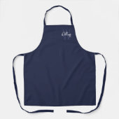 Navy Blue Script - Gepersonaliseerd monogram en na Schort (Voorkant)