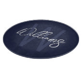 Navy Blue Script - Gepersonaliseerd monogram en na Snijplank (Hoek)