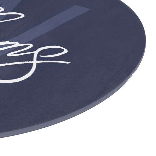 Navy Blue Script - Gepersonaliseerd monogram en na Snijplank (Hoek)