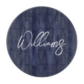 Navy Blue Script - Gepersonaliseerd monogram en na Snijplank (Voorkant)
