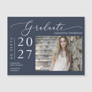 Navy Blue Script High School Afstuderen foto Magne