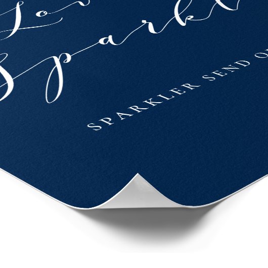 Navy Blue Script Let Love Sparkle Wedding Poster (Hoek)