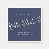 Navy Blue Script Merry Christmas Custom Servet (Voorkant)